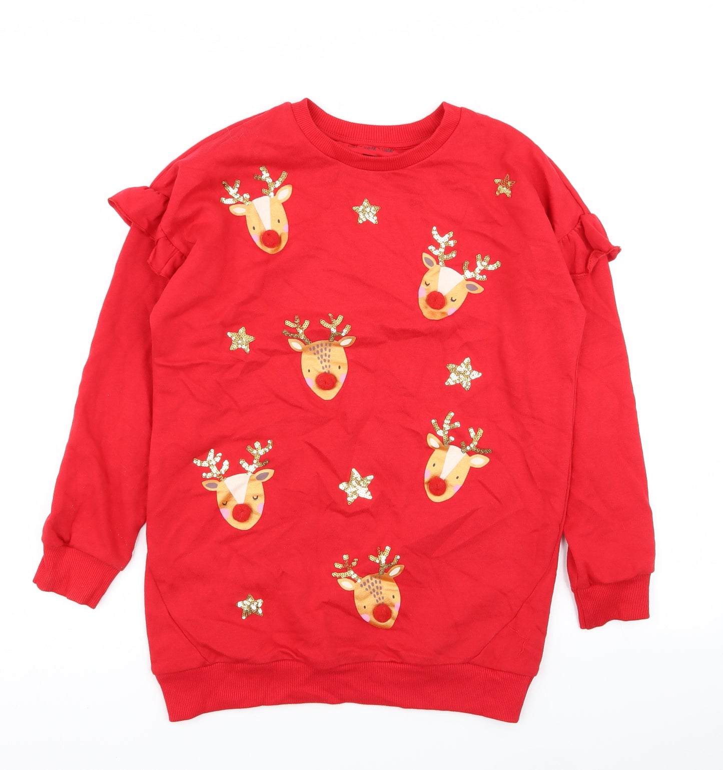 F&F Girls Red   Pullover Jumper Size 10-11 Years  - christmas jumper