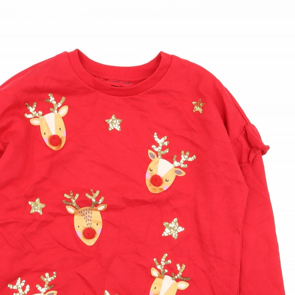 F&F Girls Red   Pullover Jumper Size 10-11 Years  - christmas jumper