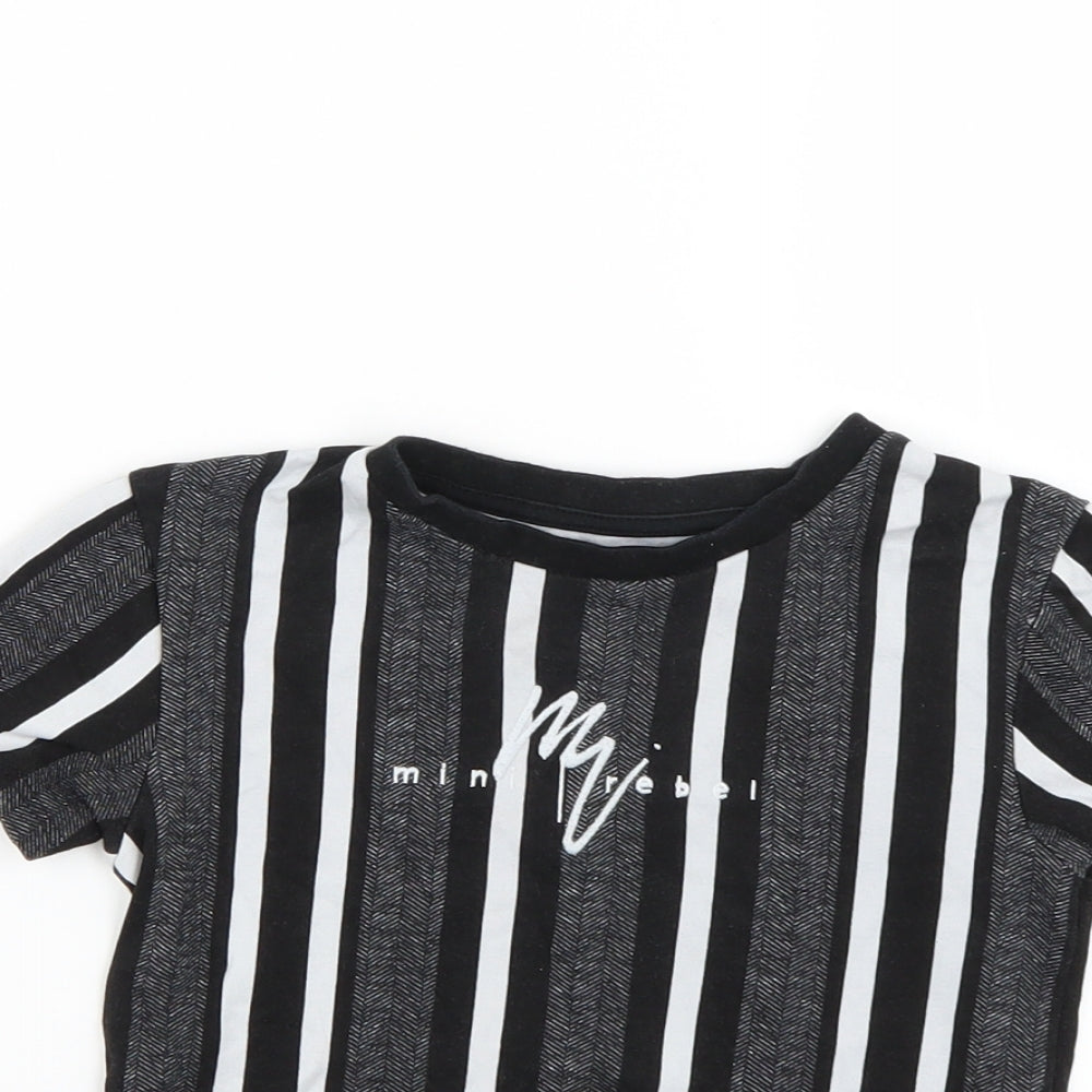 H&M Boys Black Striped  Basic T-Shirt Size 3-4 Years
