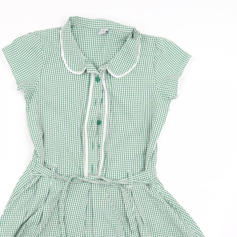 TU Girls Green Check  Shirt Dress  Size 12 Years  - School uniform