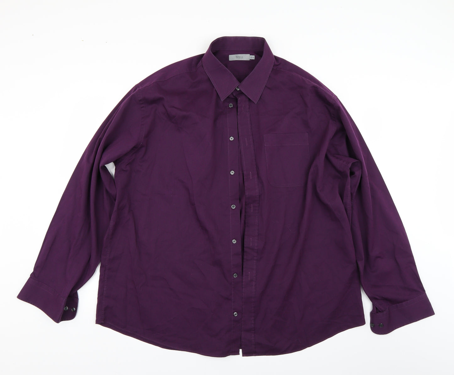 M&S Mens Purple    Dress Shirt Size 46