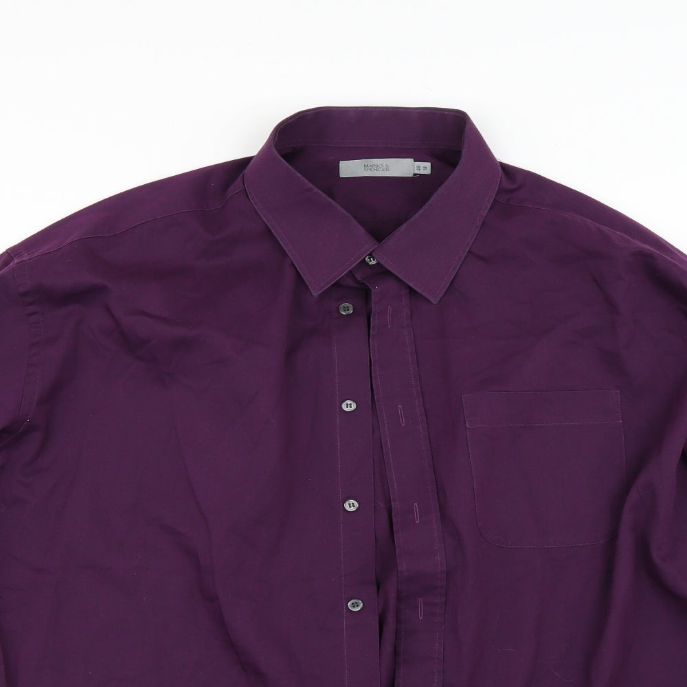 M&S Mens Purple    Dress Shirt Size 46