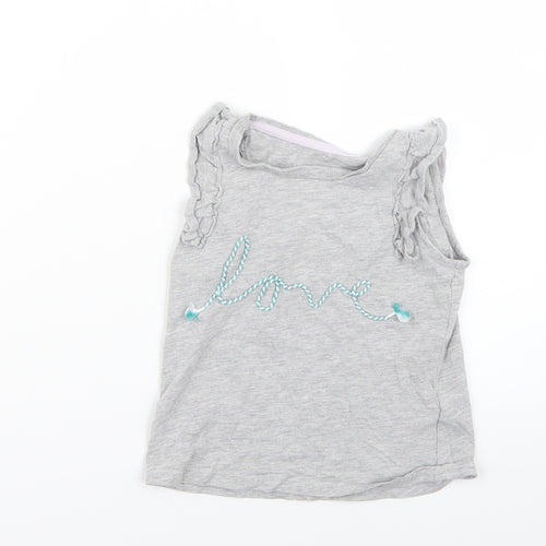 M&S Girls Grey   Basic Tank Size 3-4 Years  - Love