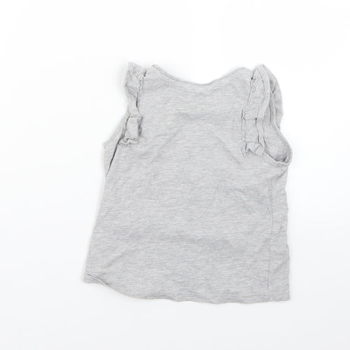 M&S Girls Grey   Basic Tank Size 3-4 Years  - Love