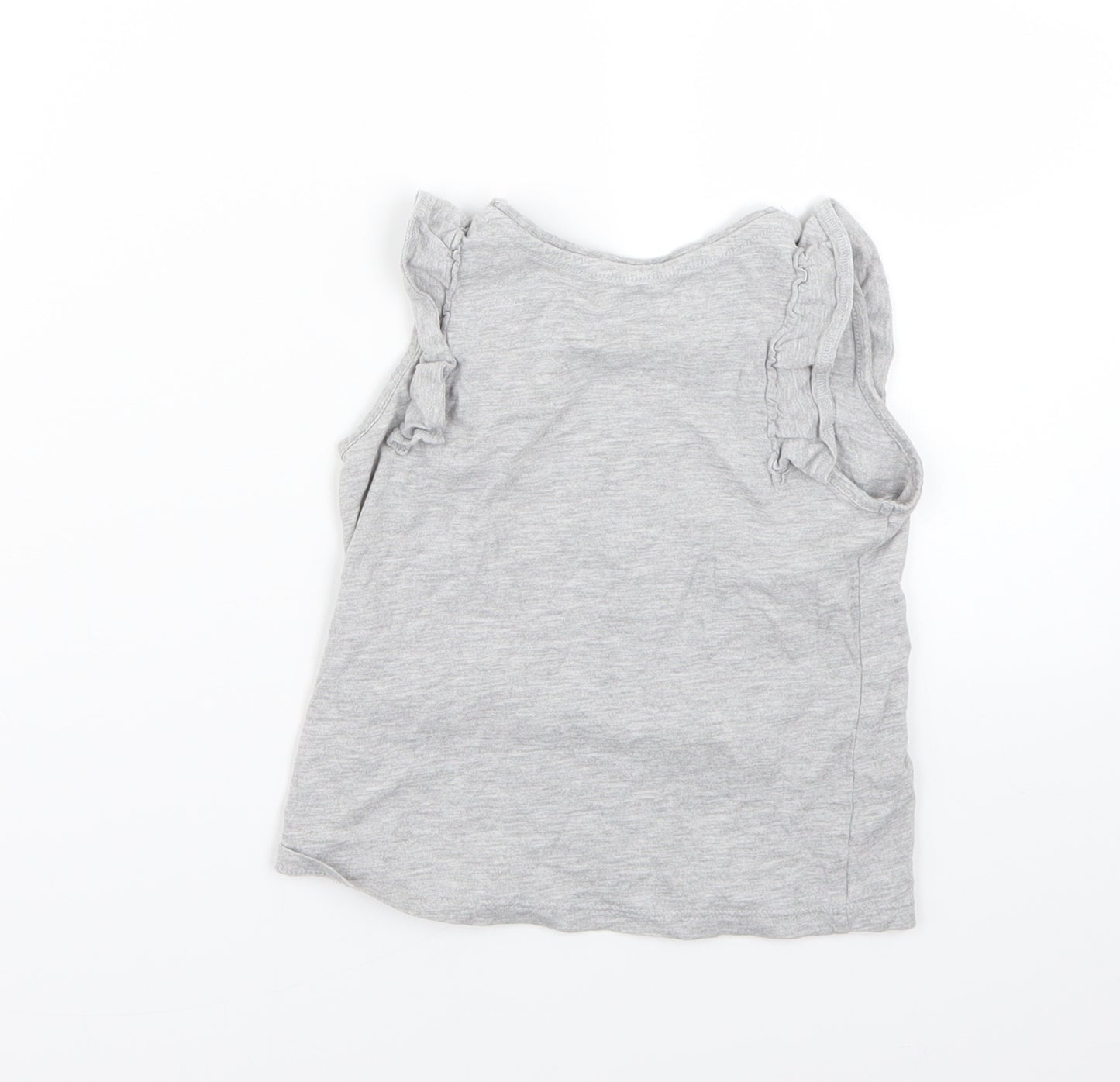 M&S Girls Grey   Basic Tank Size 3-4 Years  - Love