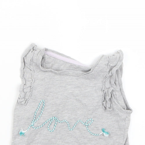 M&S Girls Grey   Basic Tank Size 3-4 Years  - Love