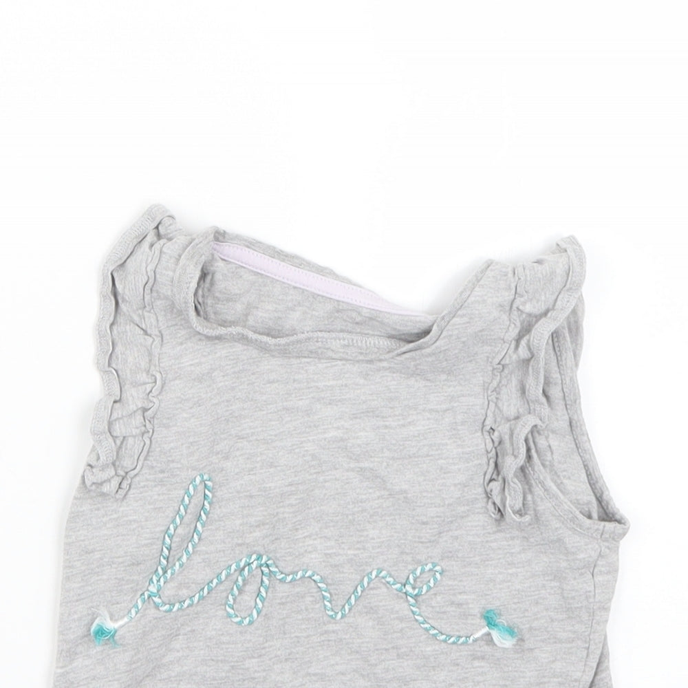 M&S Girls Grey   Basic Tank Size 3-4 Years  - Love