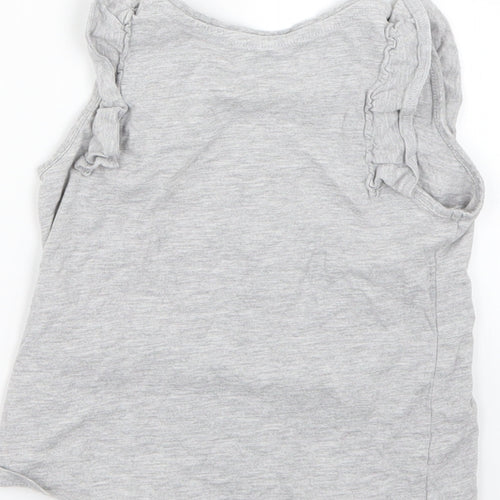M&S Girls Grey   Basic Tank Size 3-4 Years  - Love