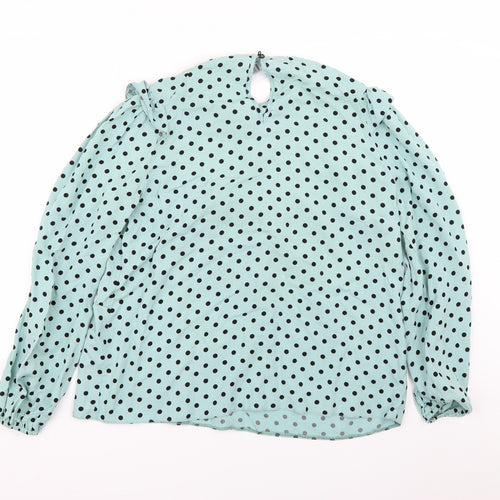 Papaya Womens Blue Polka Dot  Basic Blouse Size 12