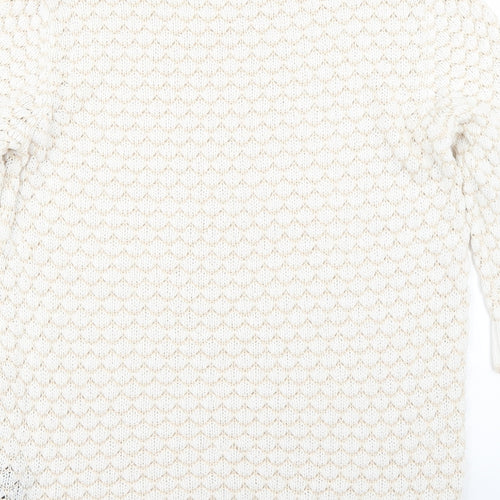Limited Collection Womens White Argyle/Diamond Knit Pullover Jumper Size 12