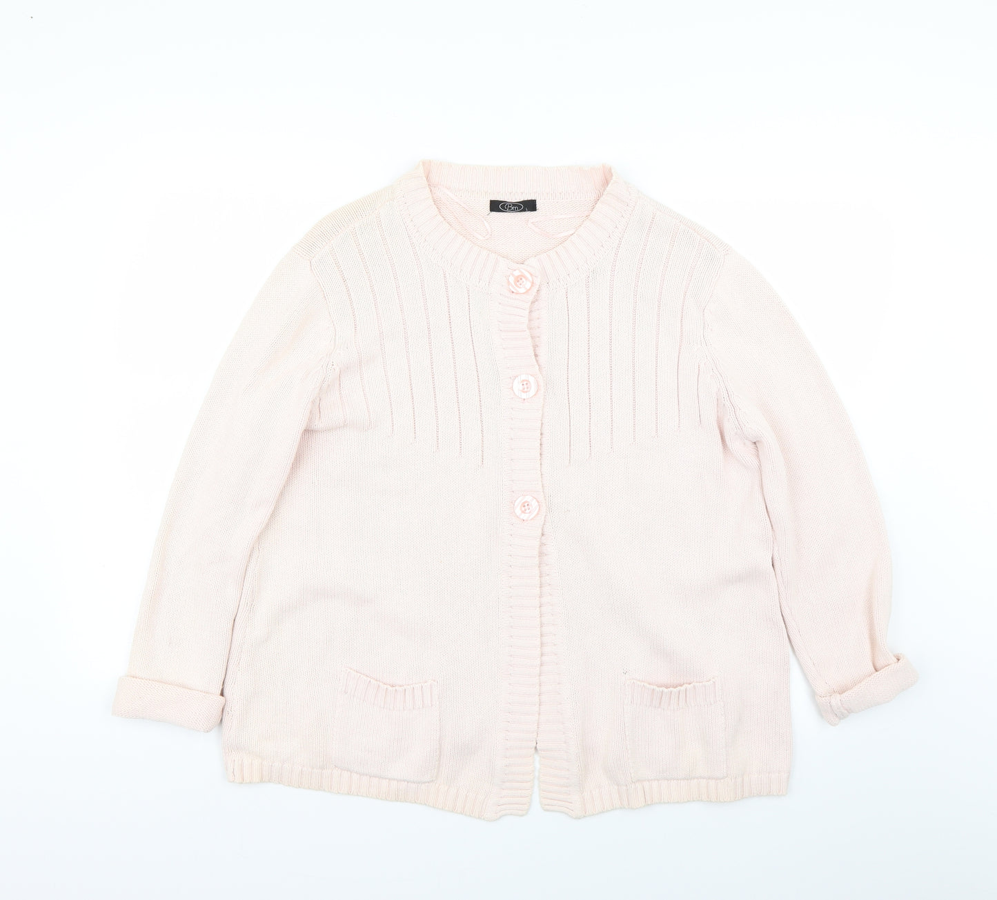 BM Womens Pink  Knit Cardigan Jumper Size L