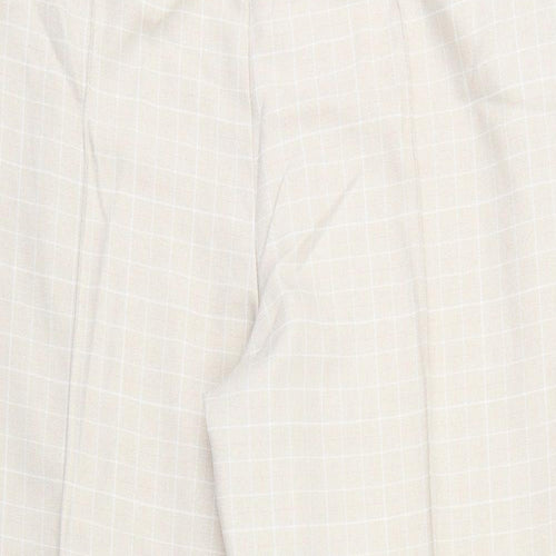 M&S Womens Beige Check  Trousers  Size 22 L27 in
