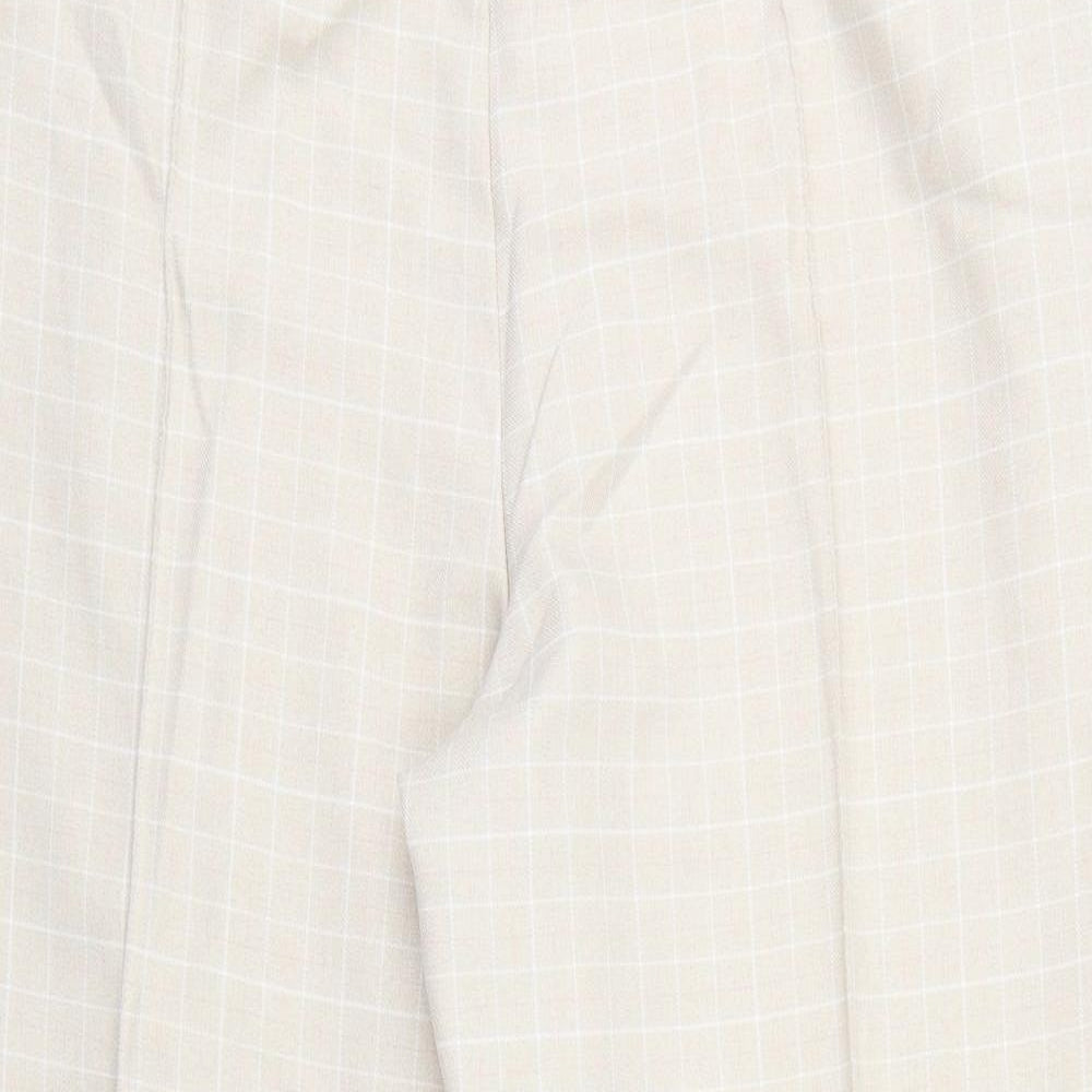 M&S Womens Beige Check  Trousers  Size 22 L27 in