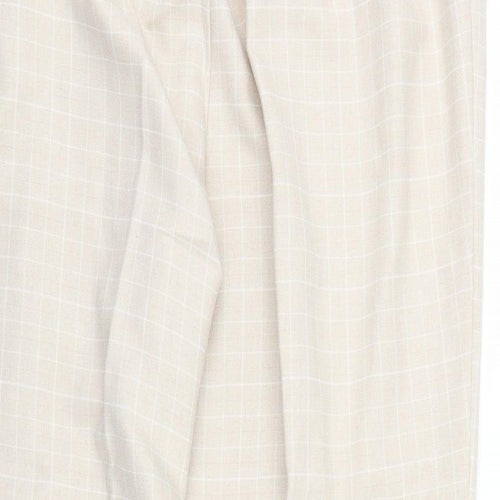 M&S Womens Beige Check  Trousers  Size 22 L27 in