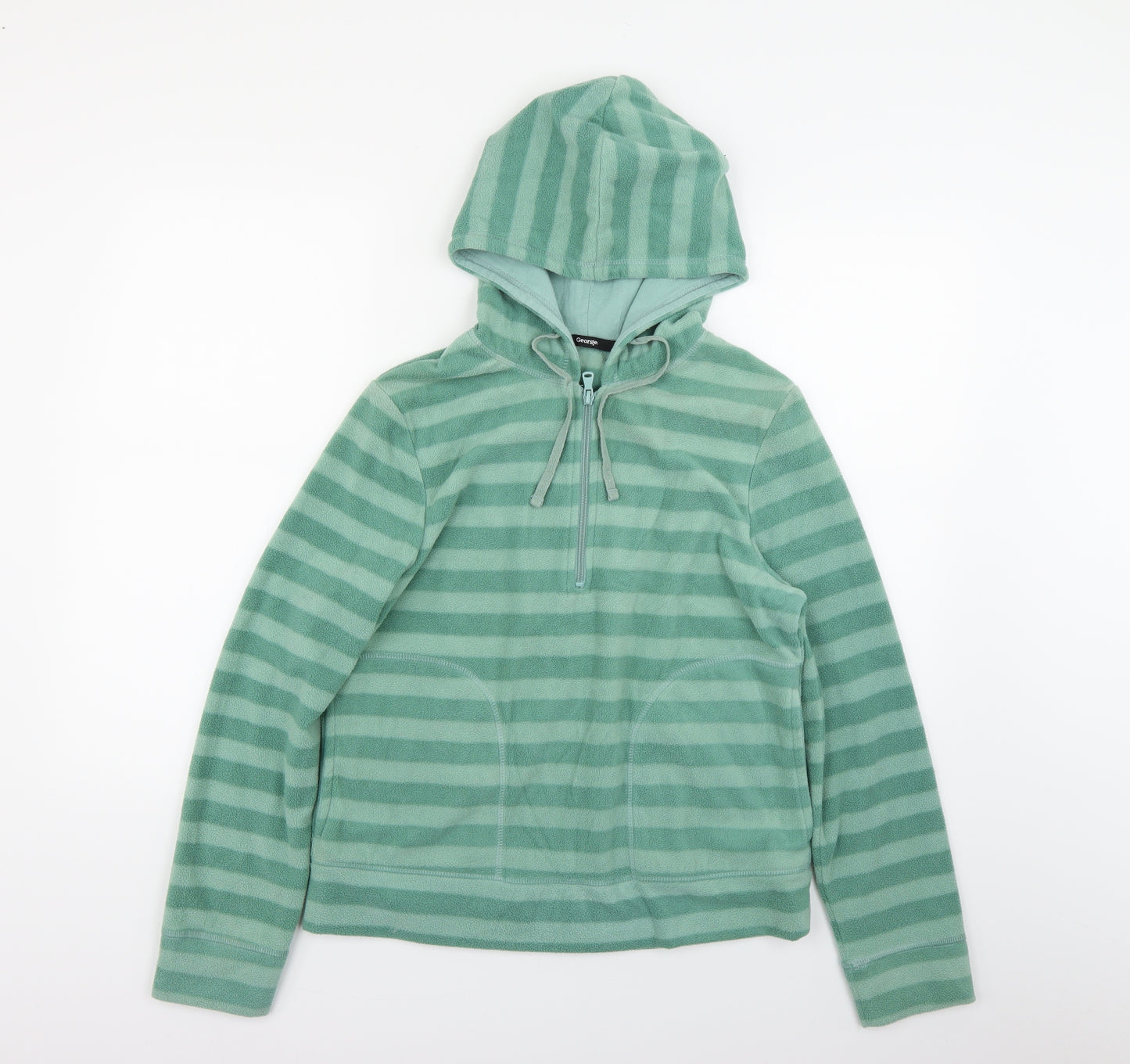 George Womens Green Striped Fleece Pullover Jumper Size 12