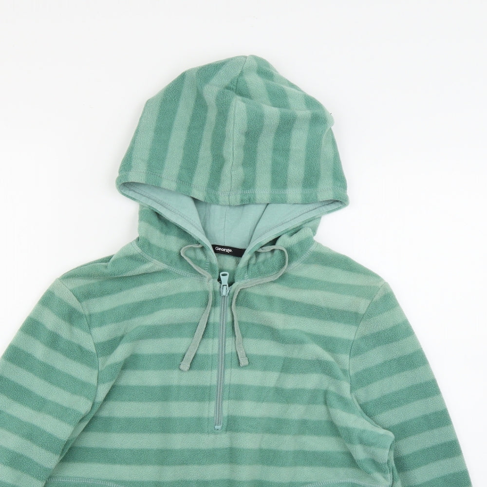 George Womens Green Striped Fleece Pullover Jumper Size 12