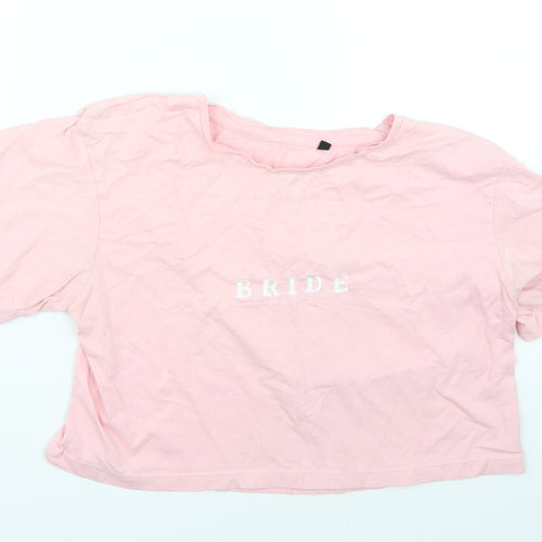 Preworn Womens Pink   Cropped T-Shirt Size M  - Bride