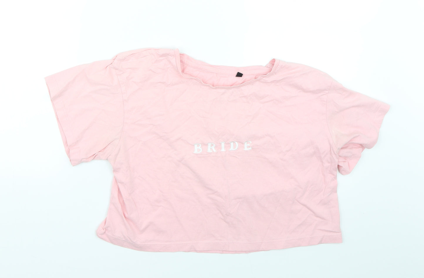 Preworn Womens Pink   Cropped T-Shirt Size M  - Bride