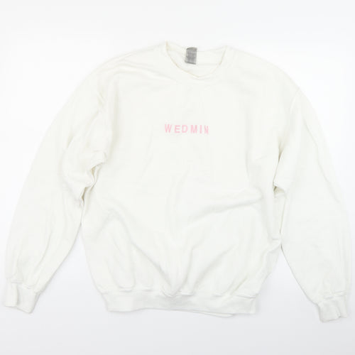 Gildan Womens White   Pullover Sweatshirt Size M