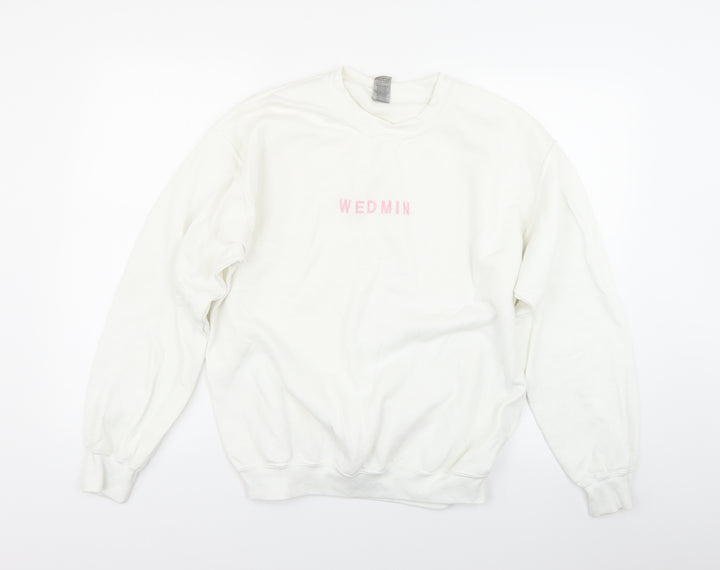 Gildan Womens White Pullover Sweatshirt Size M