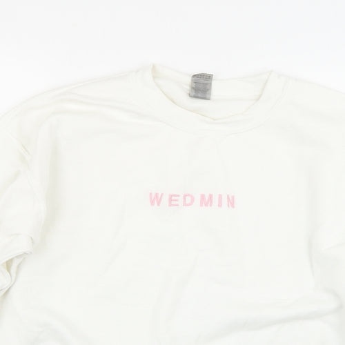 Gildan Womens White   Pullover Sweatshirt Size M