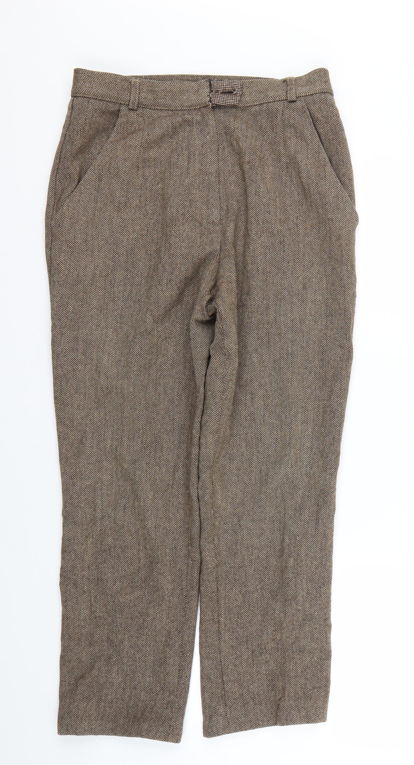 M&S Womens Brown Herringbone  Trousers  Size 10 L23 in