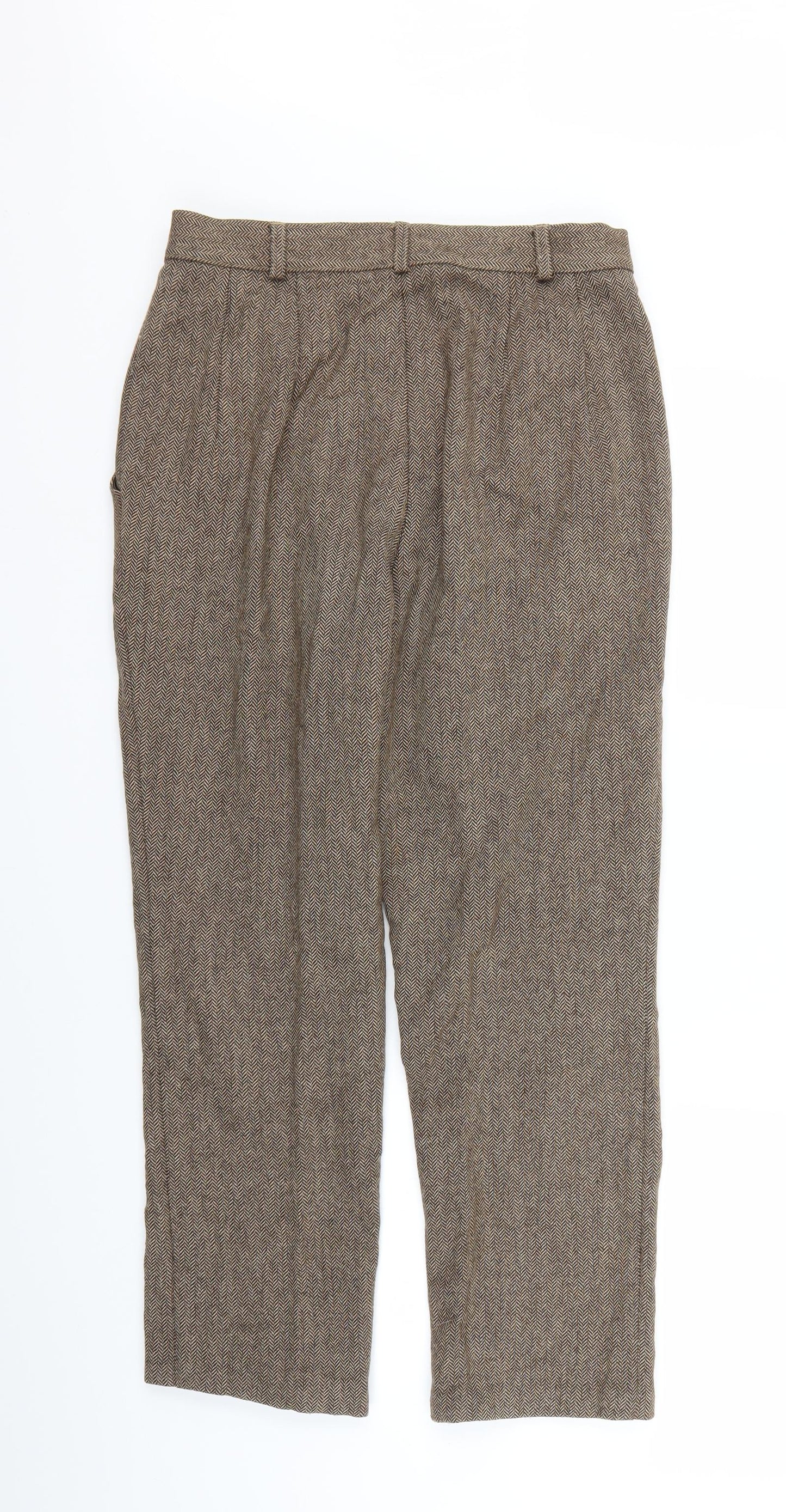 M&S Womens Brown Herringbone  Trousers  Size 10 L23 in