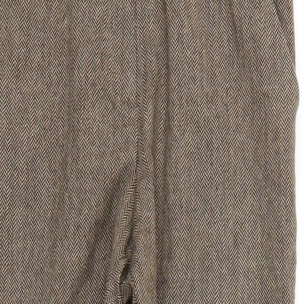 M&S Womens Brown Herringbone  Trousers  Size 10 L23 in