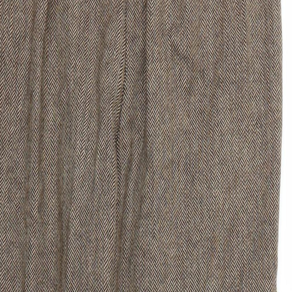 M&S Womens Brown Herringbone  Trousers  Size 10 L23 in