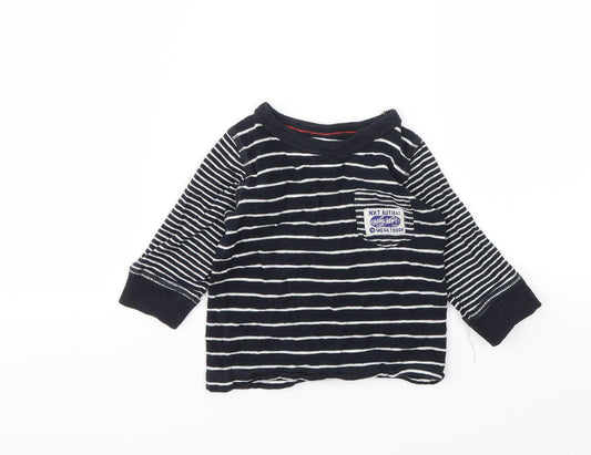 Front view of Next girls’ black jumper, size 6-9, months