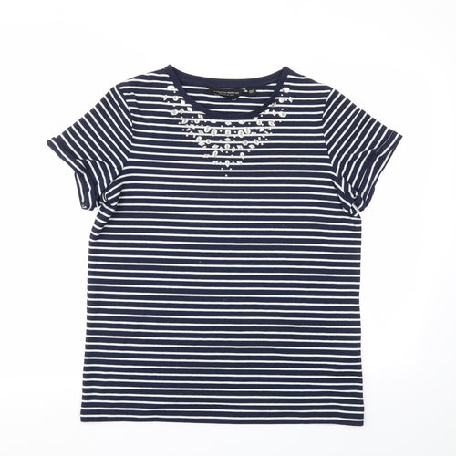 Dorothy Perkins Womens Blue Striped  Basic T-Shirt Size 12