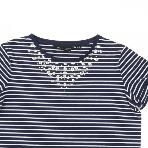 Dorothy Perkins Womens Blue Striped  Basic T-Shirt Size 12