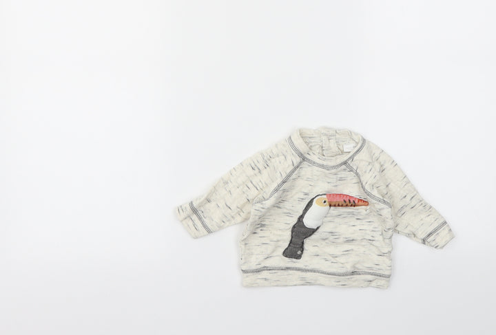 NEXT Boys Ivory Animal Print  Pullover Jumper Size 0-3 Months