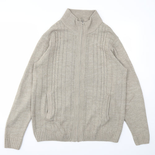 PREMIER MAN Mens Beige   Full Zip Sweatshirt Size M