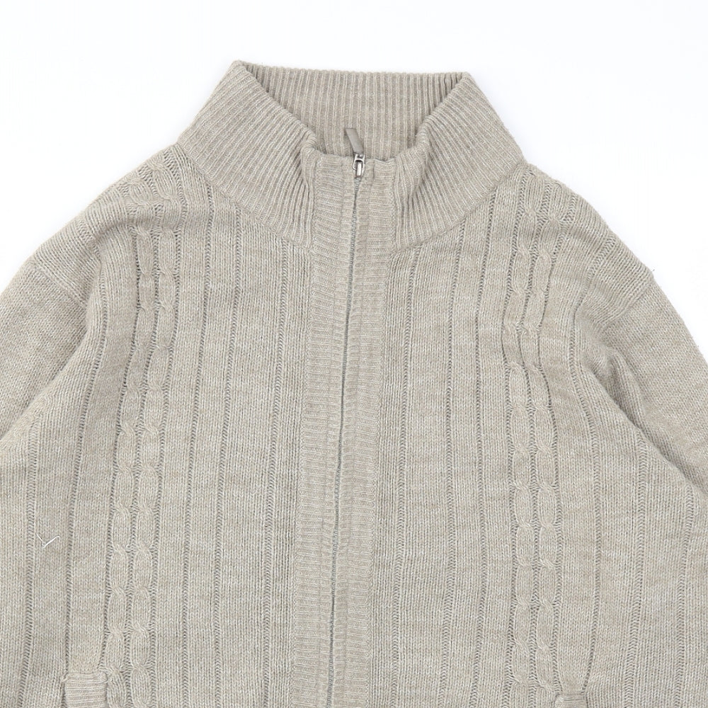 PREMIER MAN Mens Beige   Full Zip Sweatshirt Size M