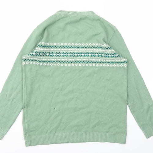 Monique Womens Green Argyle/Diamond  Pullover Jumper Size M