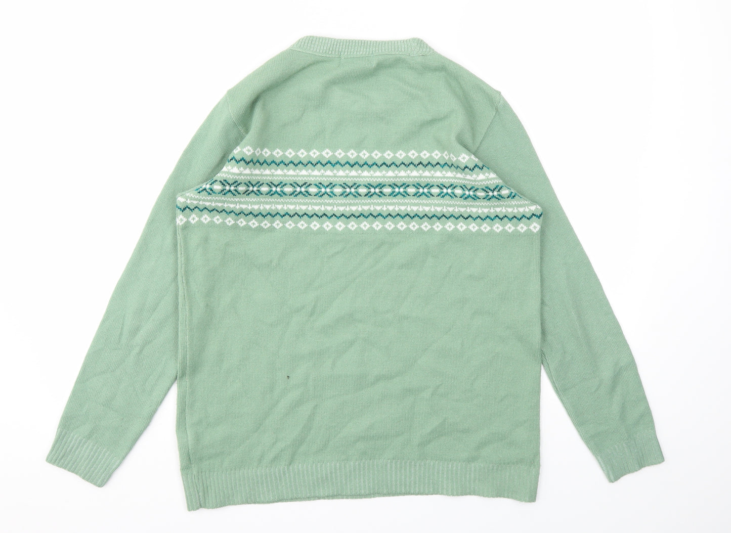 Monique Womens Green Argyle/Diamond  Pullover Jumper Size M