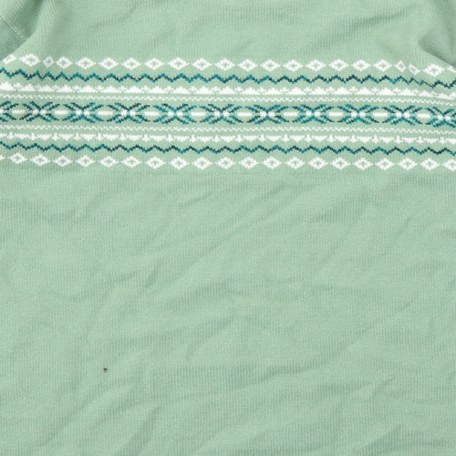 Monique Womens Green Argyle/Diamond  Pullover Jumper Size M