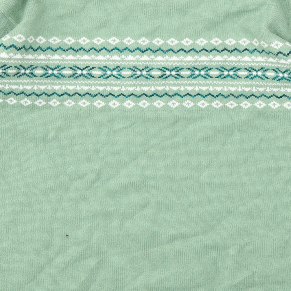 Monique Womens Green Argyle/Diamond  Pullover Jumper Size M
