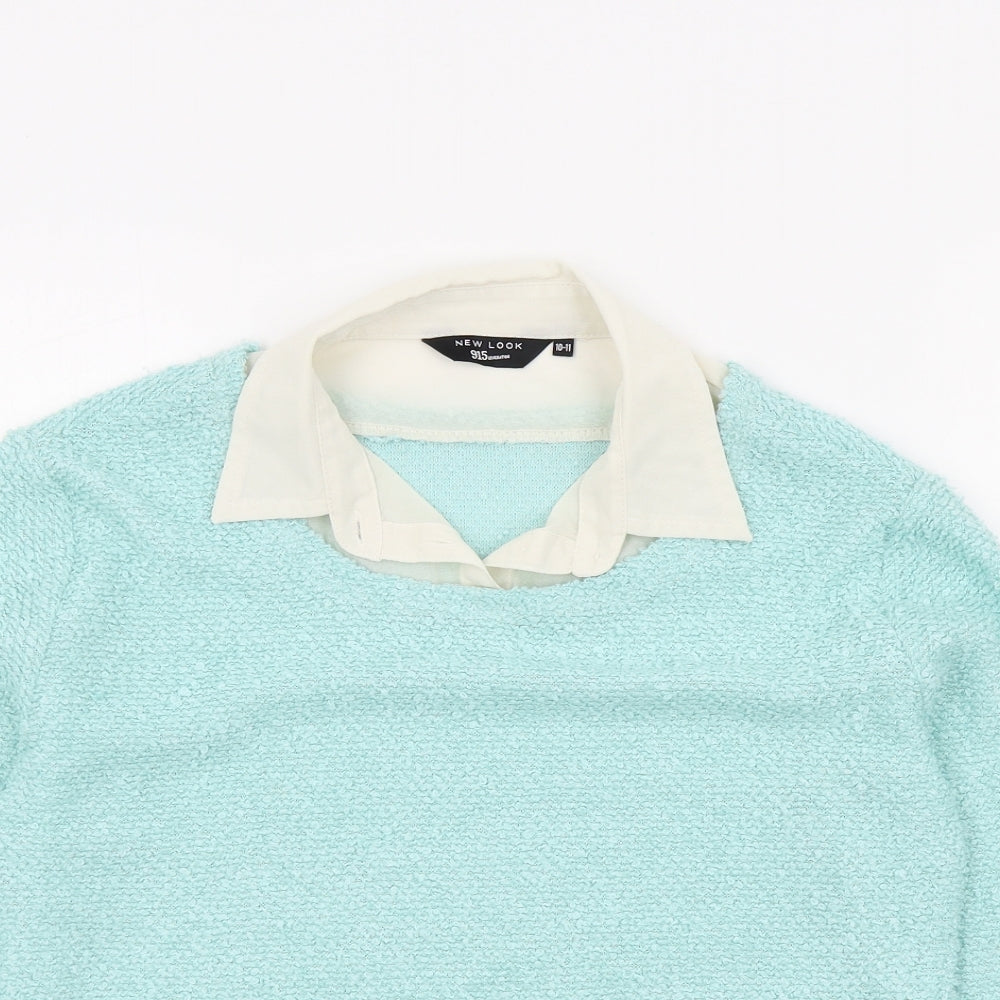 New Look Girls Green Colourblock  Pullover Jumper Size 10-11 Years