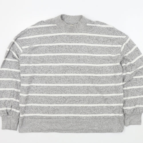 M&S Womens Grey Striped  Pullover Jumper Size 14