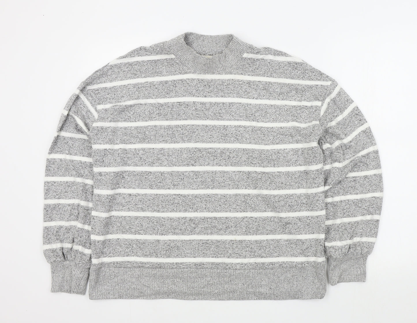 M&S Womens Grey Striped  Pullover Jumper Size 14