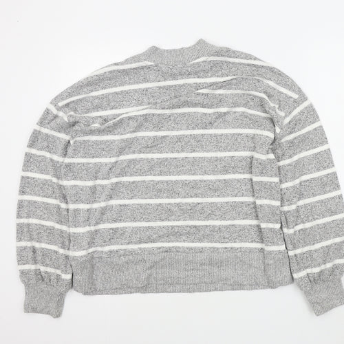 M&S Womens Grey Striped  Pullover Jumper Size 14