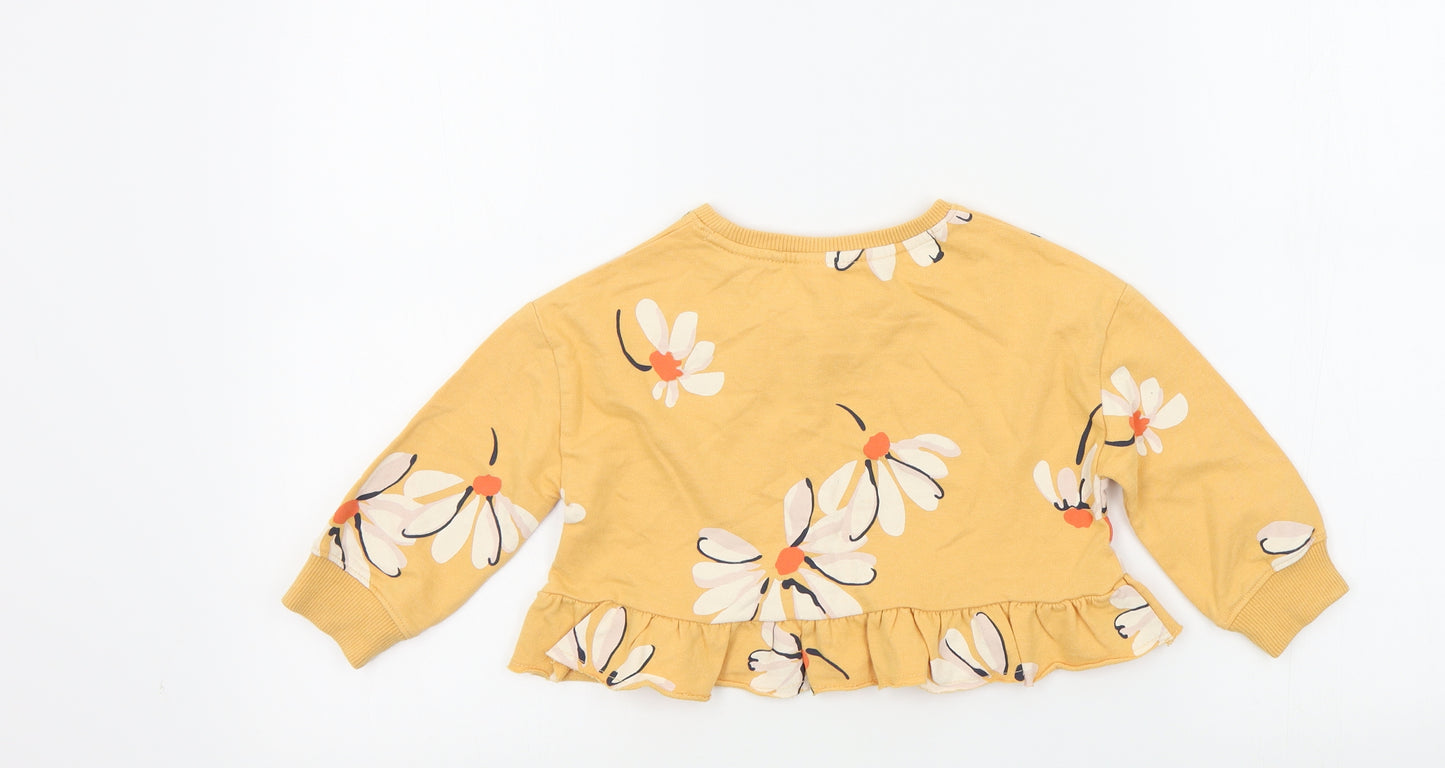 NEXT Girls Orange Floral  Pullover Jumper Size 3 Years