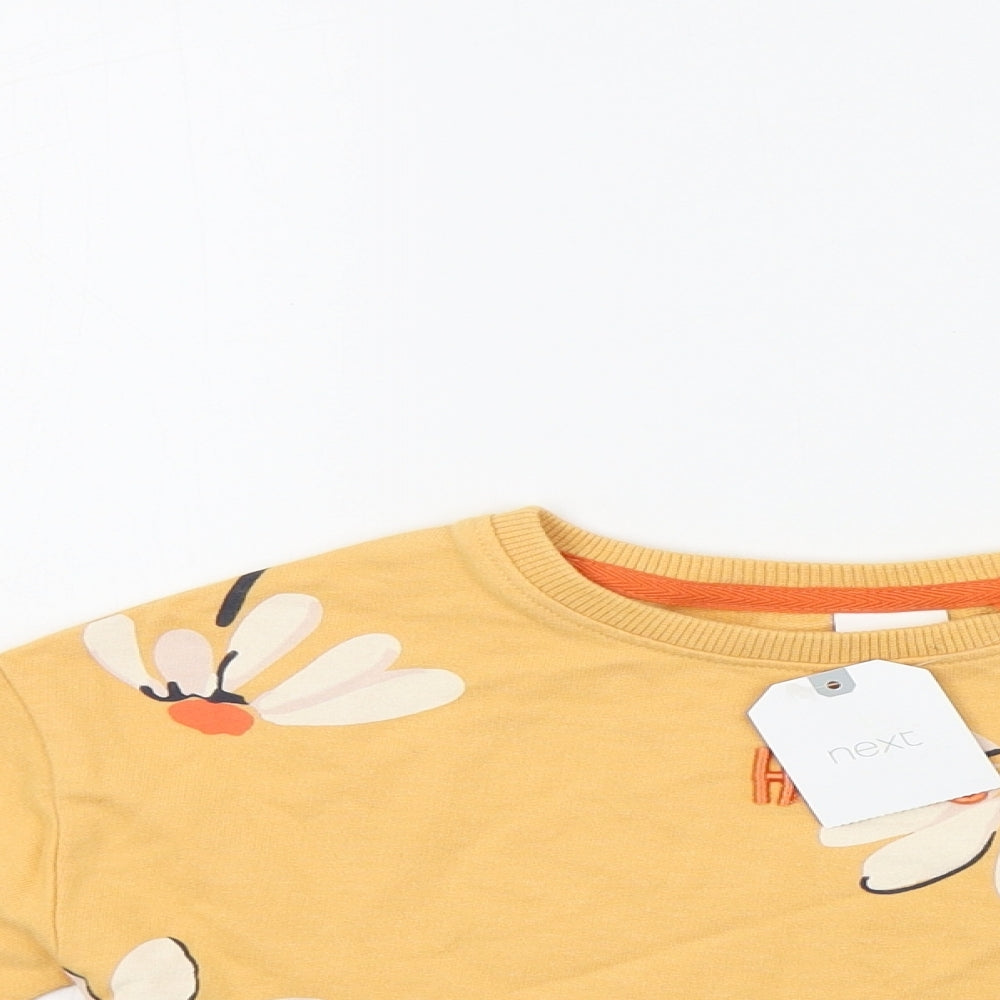 NEXT Girls Orange Floral  Pullover Jumper Size 3 Years