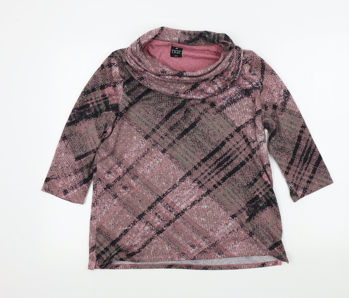 TIGGI Womens Pink Geometric  Pullover Jumper Size 14
