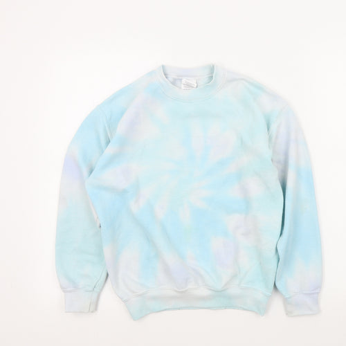 Gildan Girls Blue Colourblock  Pullover Jumper Size M