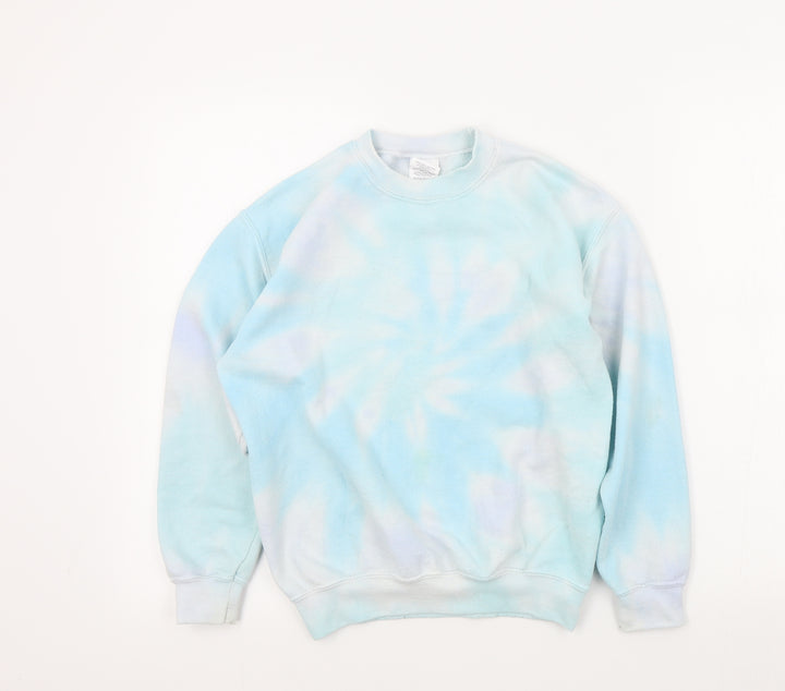 Gildan Girls Blue Colourblock  Pullover Jumper Size M