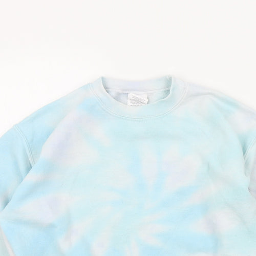 Gildan Girls Blue Colourblock  Pullover Jumper Size M