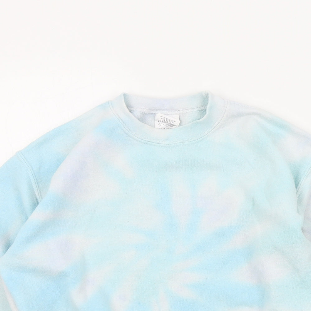 Gildan Girls Blue Colourblock  Pullover Jumper Size M